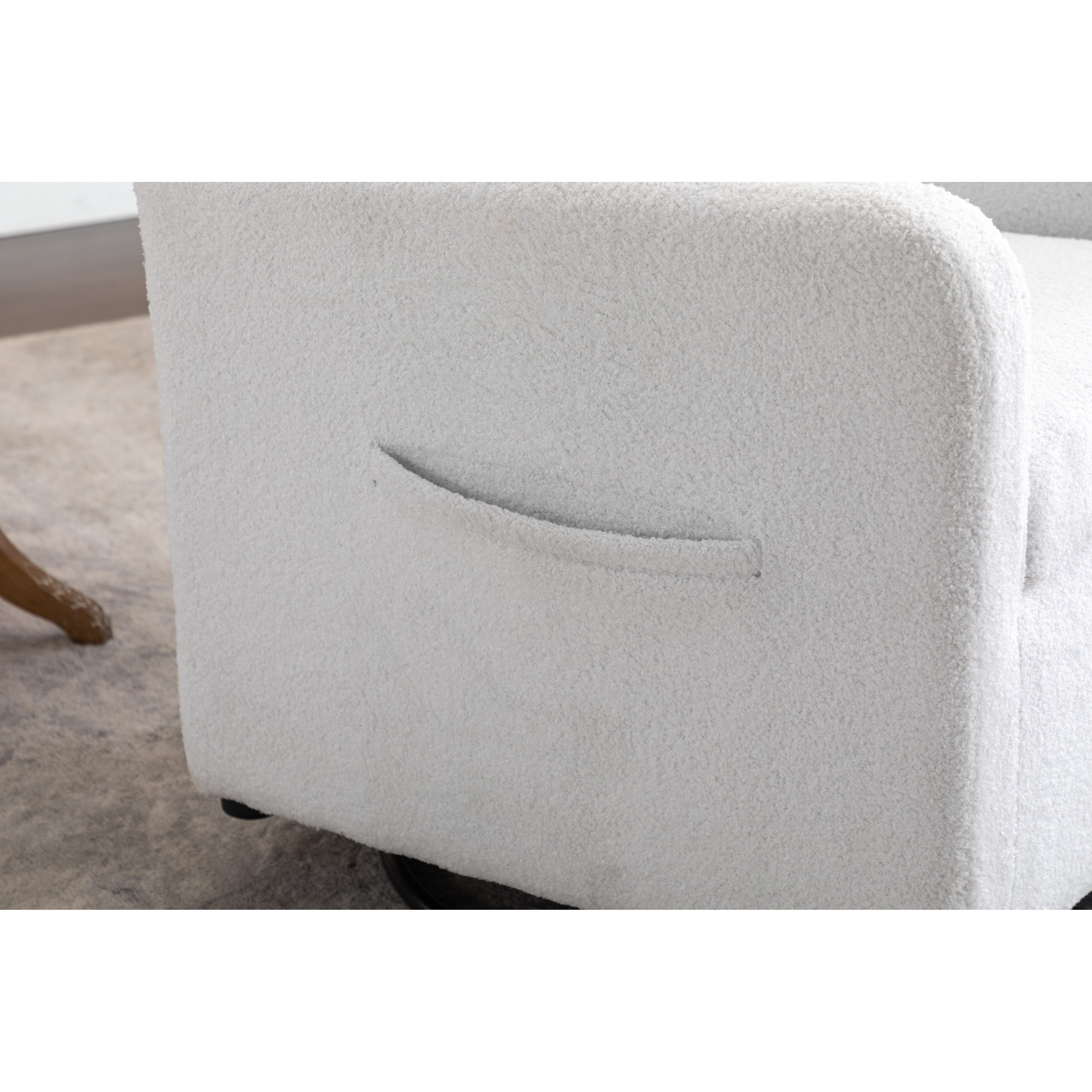 022-Fauteuil à bascule pivotant en tissu de lin Gilder Chair avec poche