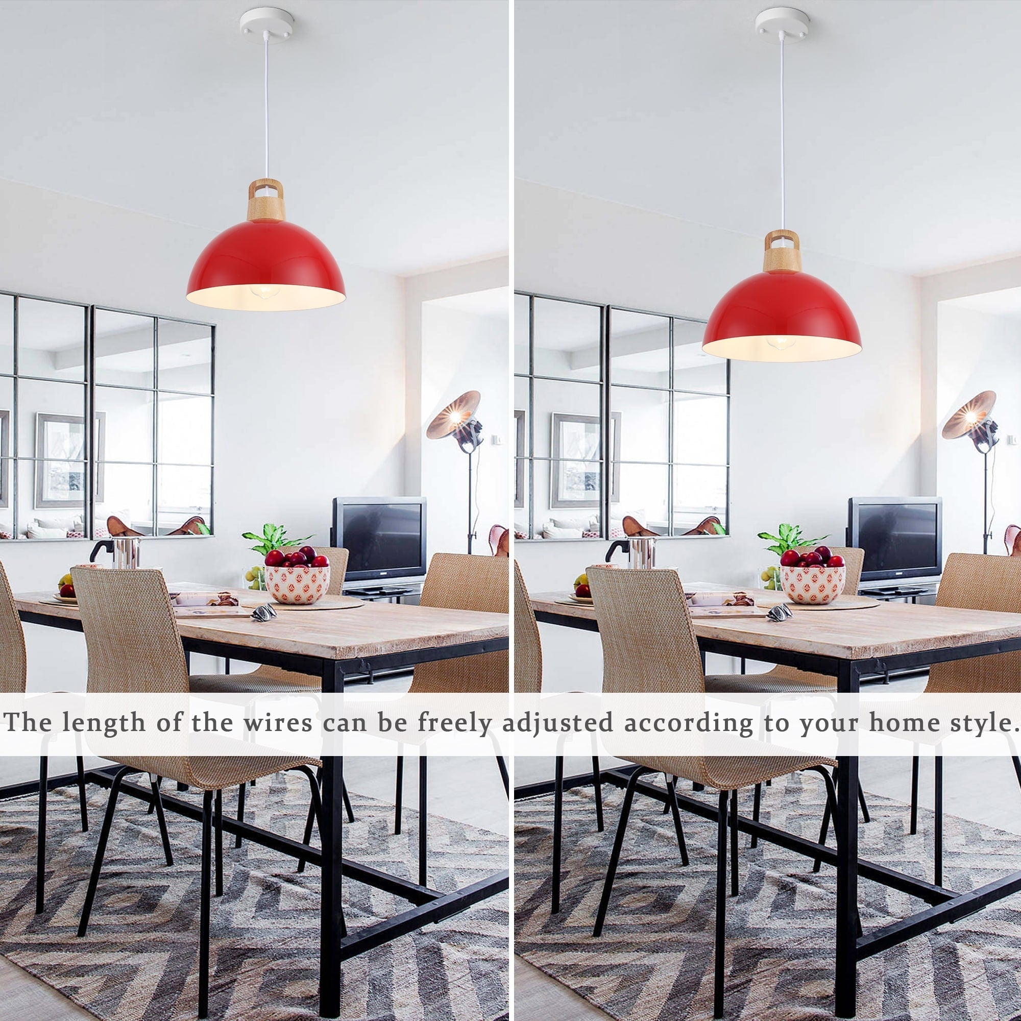 Luminaire suspendu moderne à 1 lumière avec interrupteur enfichable pour îlot de cuisine