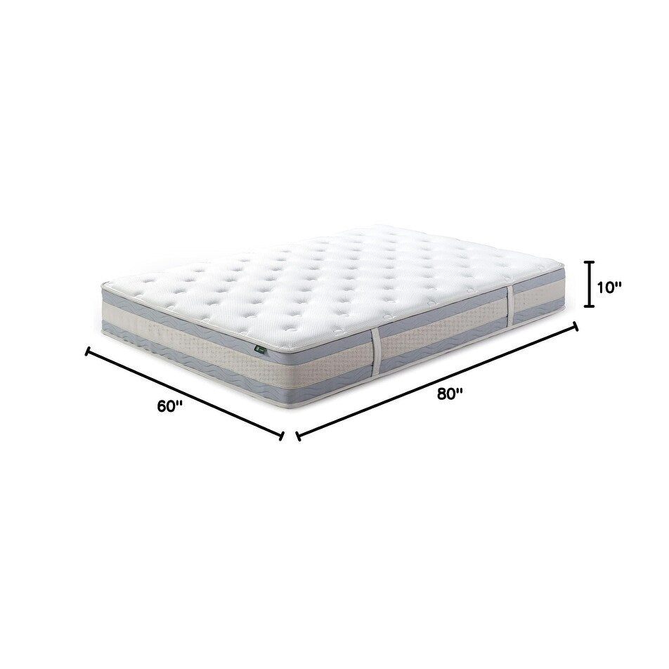Matelas hybride matelassé Comfort Support de 10 pouces, ressorts ensachés pour une isolation optimale des mouvements, soutien des bords, Queen, blanc