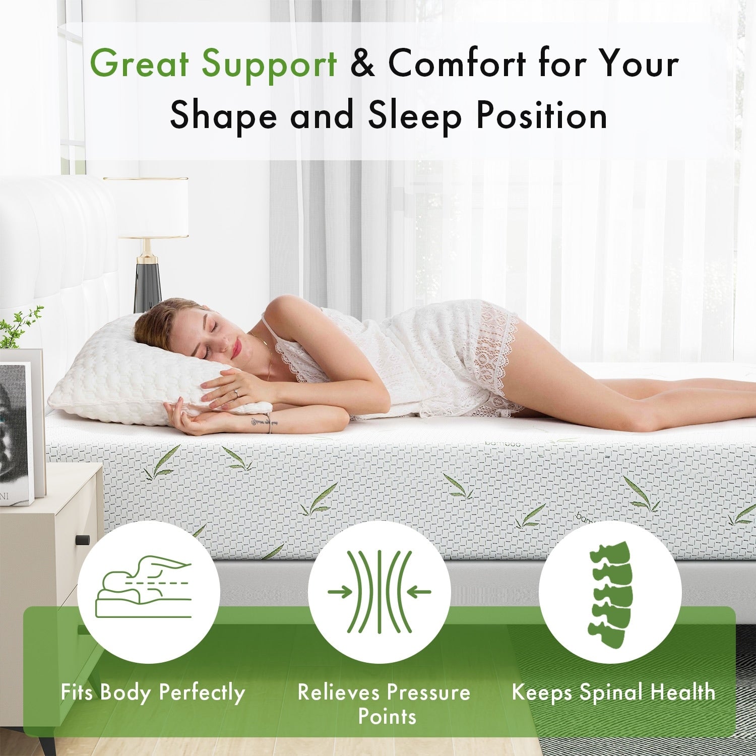 Matelas en mousse à mémoire de forme avec gel rafraîchissant (25 cm) / Mousse à gel rafraîchissante / Soulagement de la pression / Certifié CertiPUR-US / Lit-en-boîte