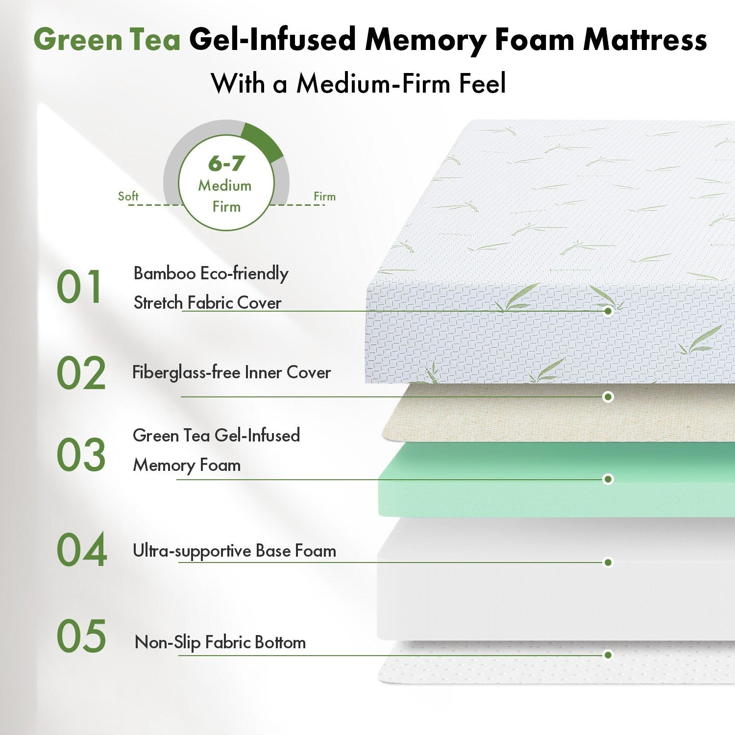 Matelas en mousse à mémoire de forme avec gel rafraîchissant (25 cm) / Mousse à gel rafraîchissante / Soulagement de la pression / Certifié CertiPUR-US / Lit-en-boîte