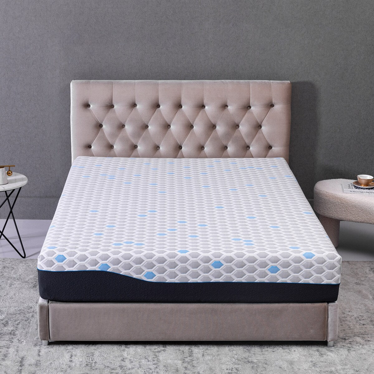 Matelas en mousse à mémoire de forme 10 pouces, matelas dans une boîte, mousse à mémoire de forme infusée de gel et de charbon de bambou