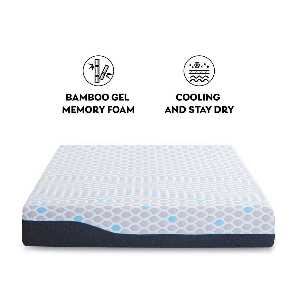 Matelas en mousse à mémoire de forme 10 pouces, matelas dans une boîte, mousse à mémoire de forme infusée de gel et de charbon de bambou