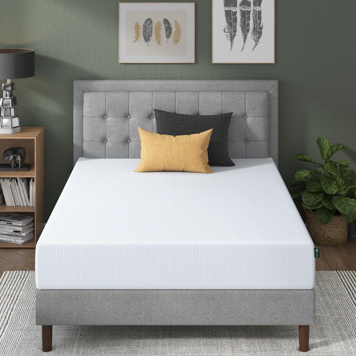 Matelas en mousse à mémoire de forme rafraîchissante au thé vert (25 cm), sans fibre de verre, mousse rafraîchissante, soulageant la pression, lit tout-en-un, king size