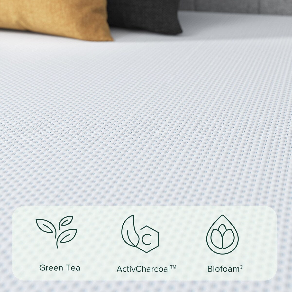 Matelas en mousse à mémoire de forme rafraîchissante au thé vert (25 cm), sans fibre de verre, mousse rafraîchissante, soulageant la pression, lit tout-en-un, king size