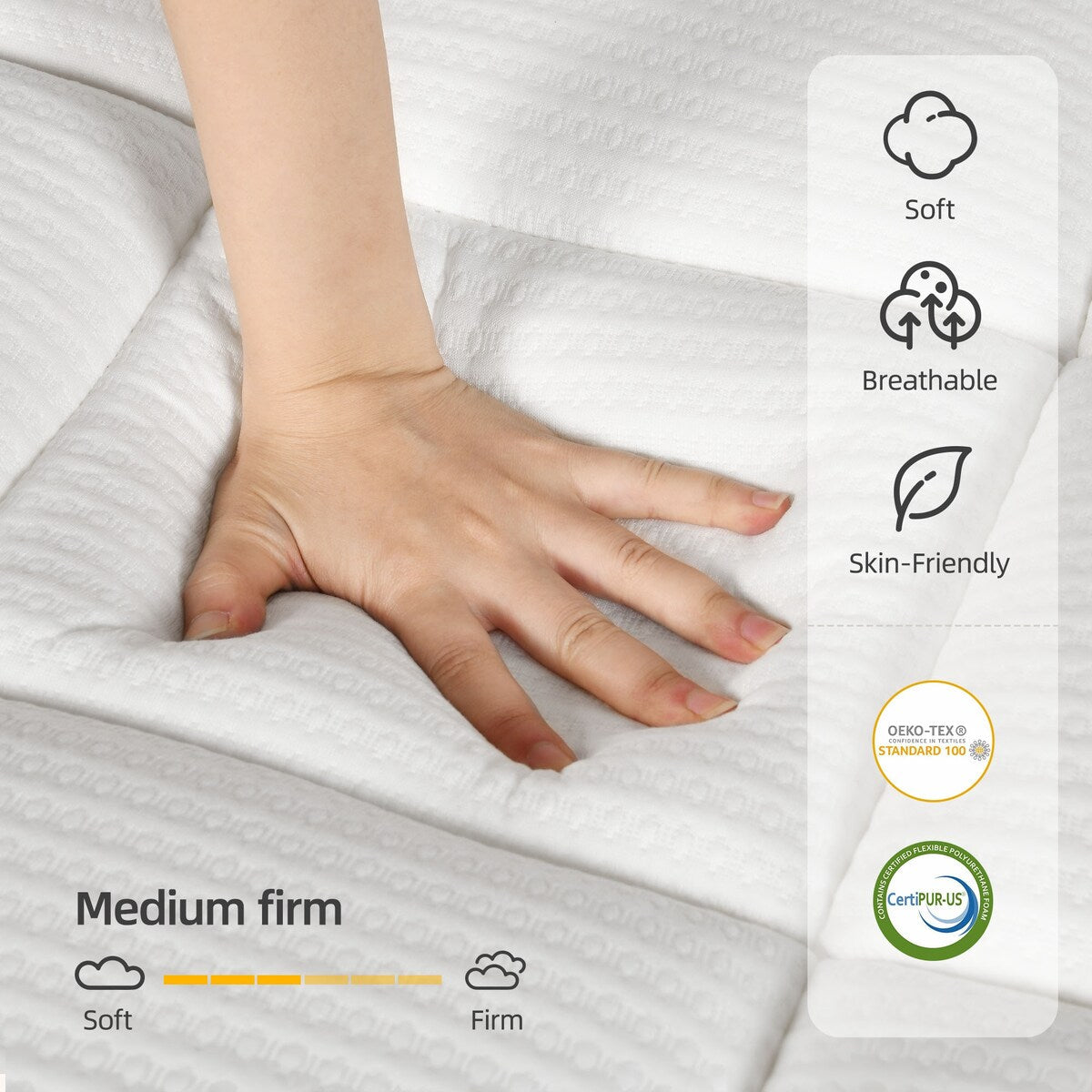 Matelas hybride de 10 pouces avec ressorts ensachés en mousse à mémoire de forme et gel rafraîchissant
