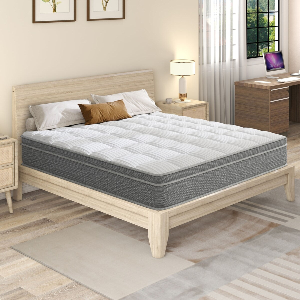 Matelas hybride de 10 pouces avec ressorts ensachés en mousse à mémoire de forme et gel rafraîchissant