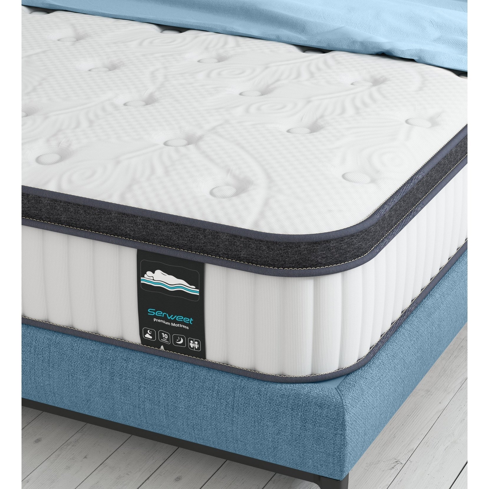 Matelas hybride à ressorts ensachés en mousse à mémoire de forme de 25 cm, confort moyen, pour chambre d'enfant ou d'amis