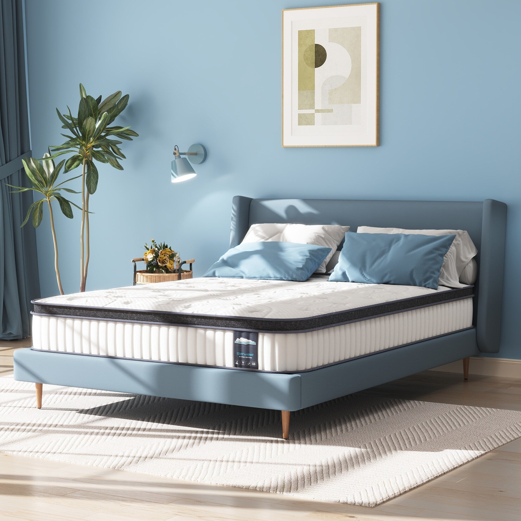 Matelas hybride à ressorts ensachés en mousse à mémoire de forme de 25 cm, confort moyen, pour chambre d'enfant ou d'amis