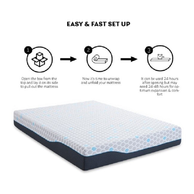 Matelas en mousse à mémoire de forme King Size 10 pouces, matelas dans une boîte, mousse à mémoire de forme infusée de gel et de charbon de bambou