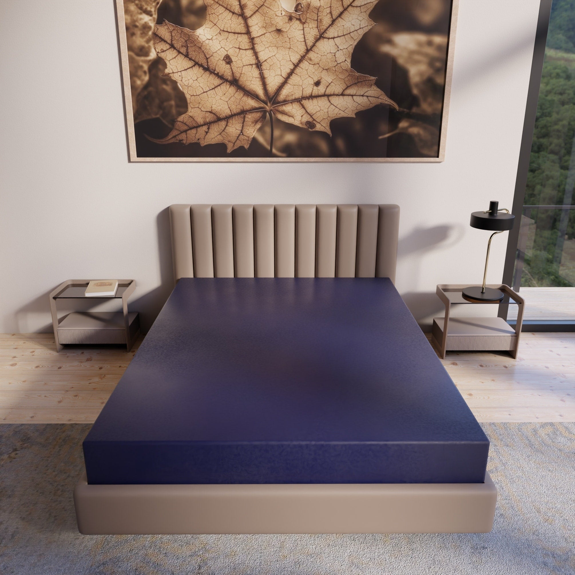 Matelas en mousse vinyle nylon résistant à l'eau, fermeté moyenne, 25 cm, silencieux, sensation de nuage doux, réflexion de la chaleur corporelle, bleu