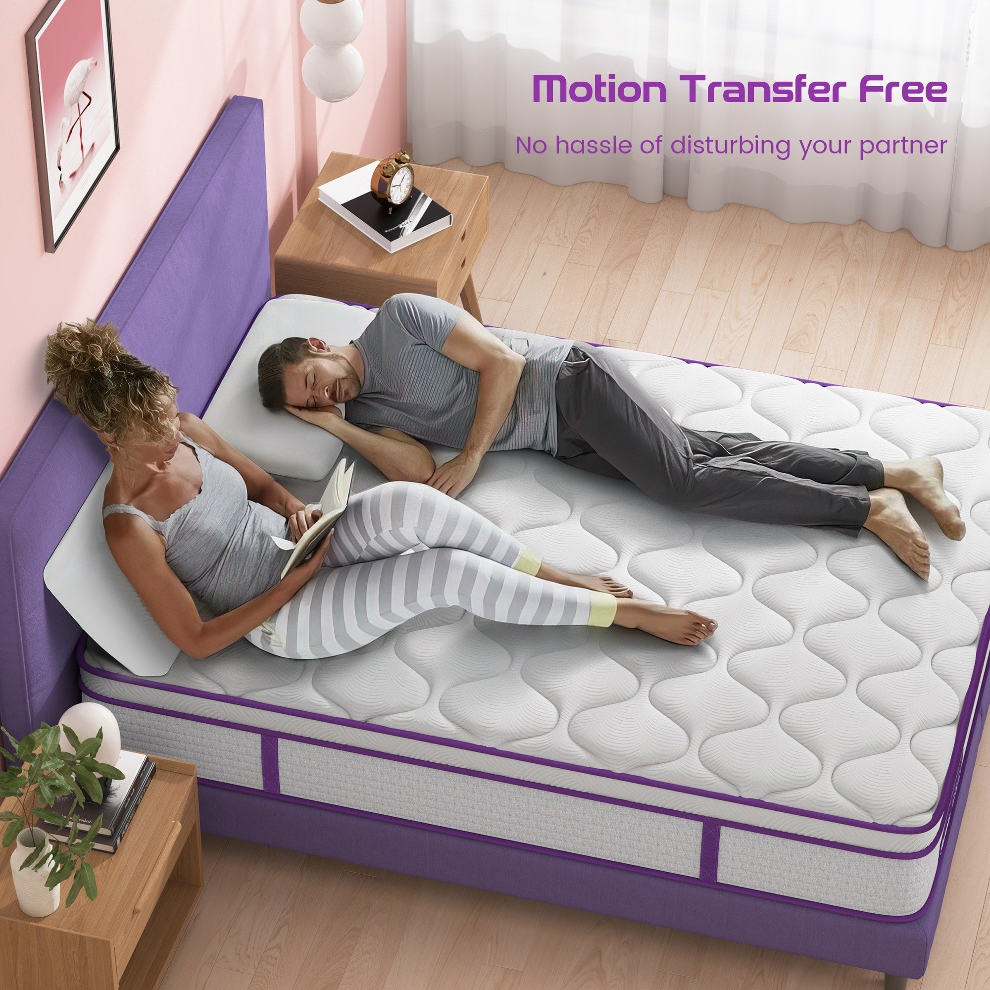 Matelas hybride en mousse à mémoire de forme de 10 pouces, matelas Euro Top dans une boîte, matelas double, grand lit