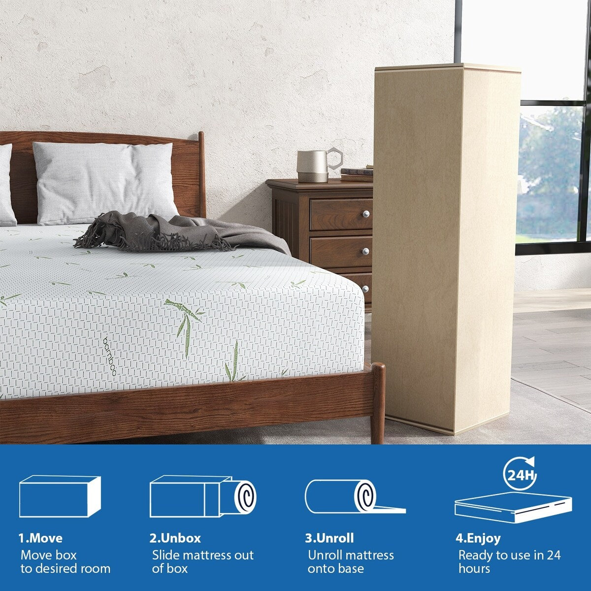 Matelas en mousse à mémoire de forme 10 pouces / Mousse gel rafraîchissante / Soulagement de la pression / Certifié CertiPUR-US / Lit-en-boîte