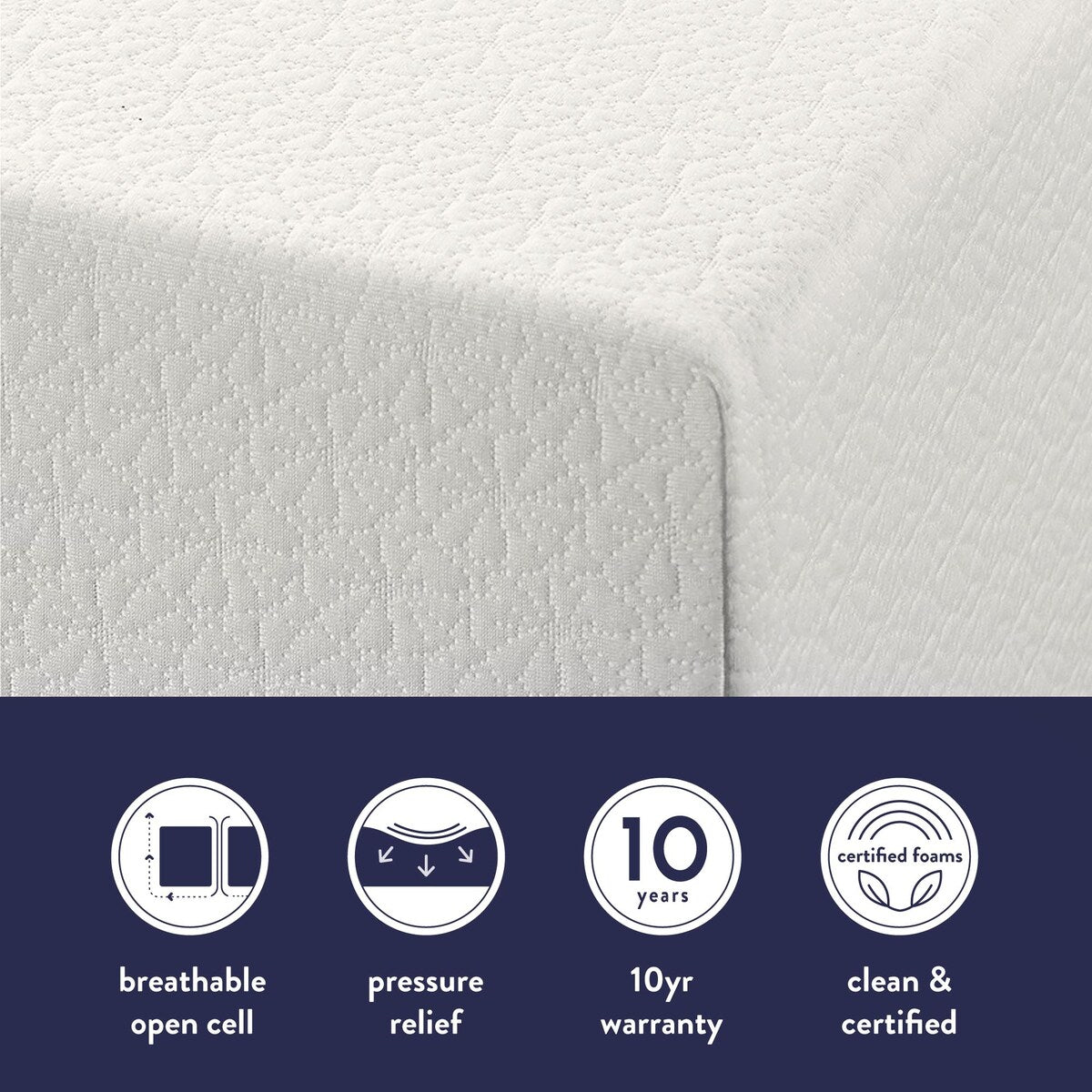 Matelas en mousse à mémoire de forme au thé vert de 10 pouces
