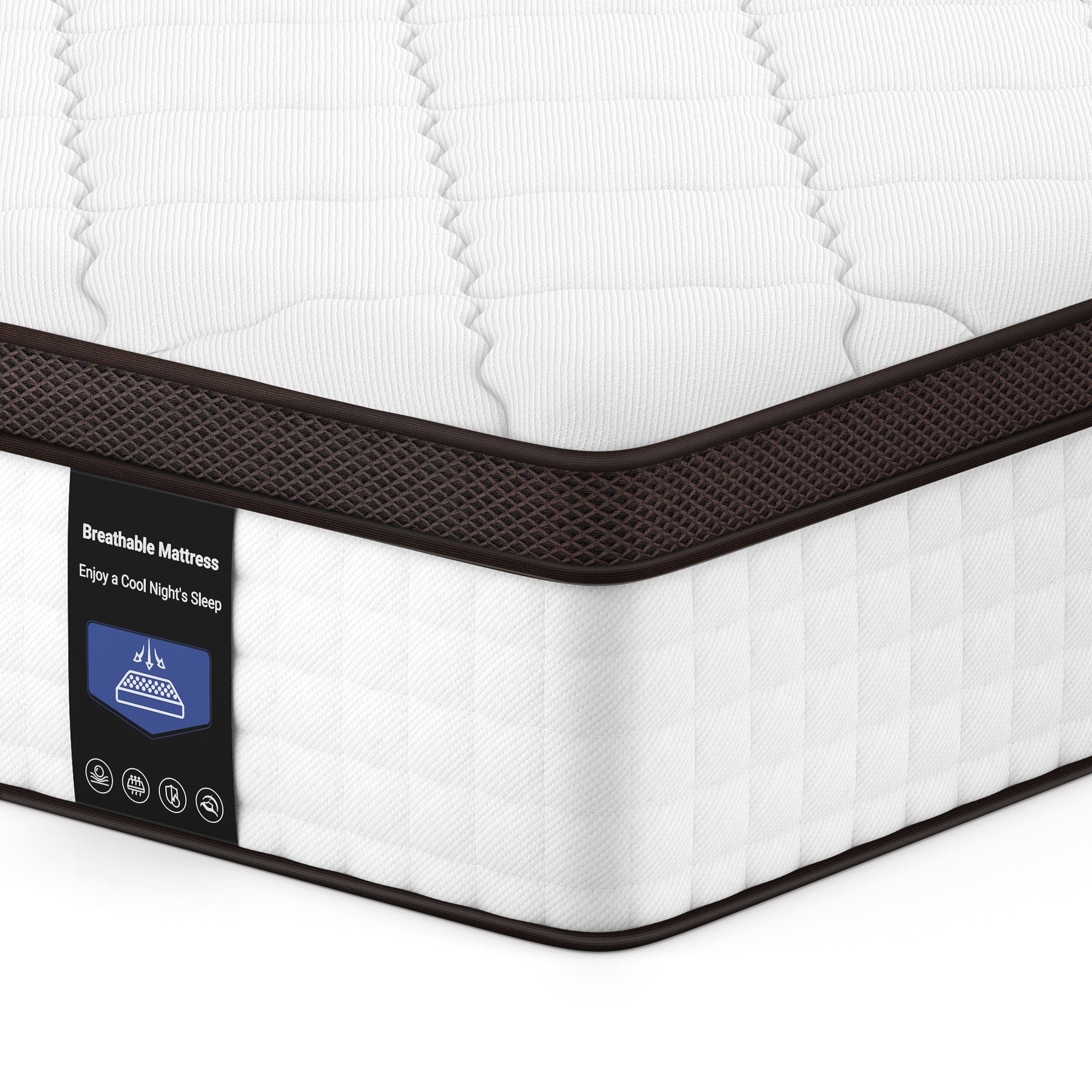 Matelas haut de gamme en mousse à mémoire de forme et ressorts ensachés de 25 cm, Eruo Top Mattress
