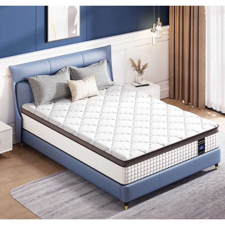 Matelas haut de gamme en mousse à mémoire de forme et ressorts ensachés de 25 cm, Eruo Top Mattress