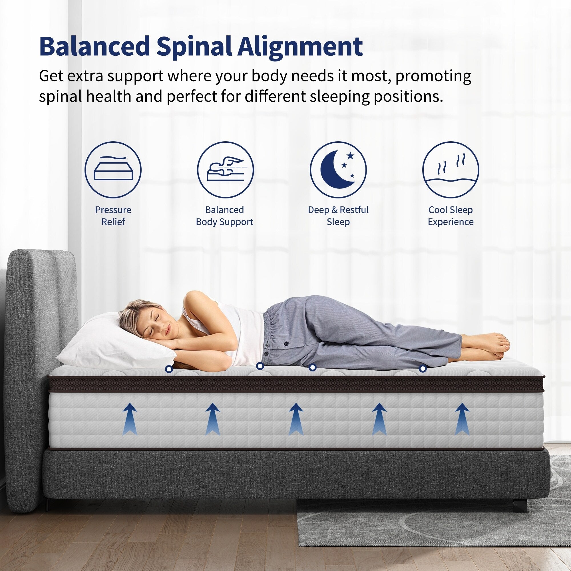 Matelas à plateau-coussin de 10 pouces pour lit simple, double ou queen size, matelas hybride en mousse à mémoire de forme et ressorts ensachés