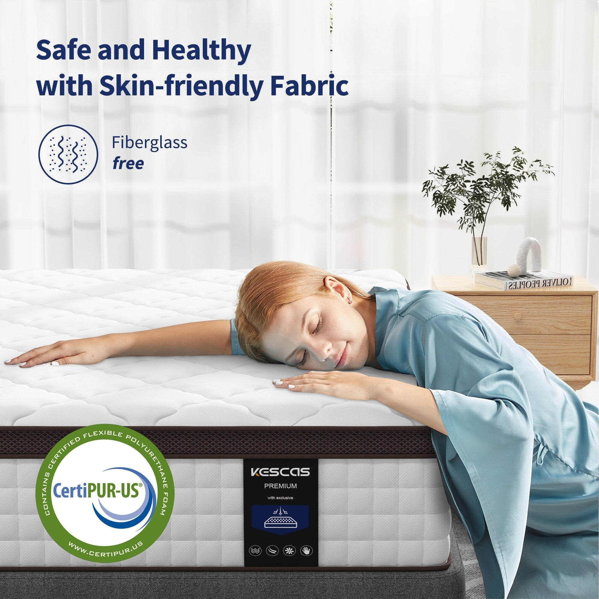 Matelas à plateau-coussin de 10 pouces pour lit simple, double ou queen size, matelas hybride en mousse à mémoire de forme et ressorts ensachés