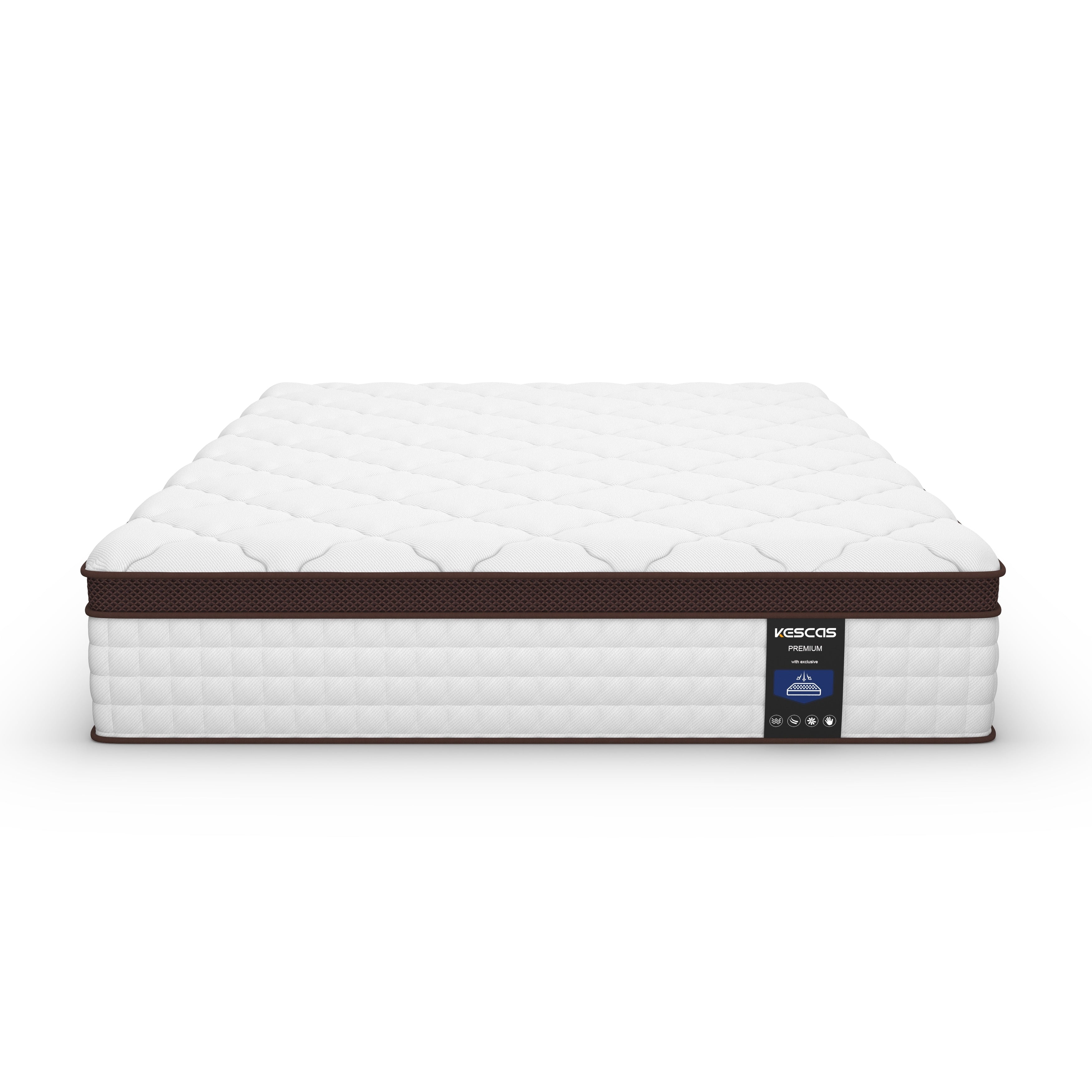 Matelas à plateau-coussin de 10 pouces pour lit simple, double ou queen size, matelas hybride en mousse à mémoire de forme et ressorts ensachés