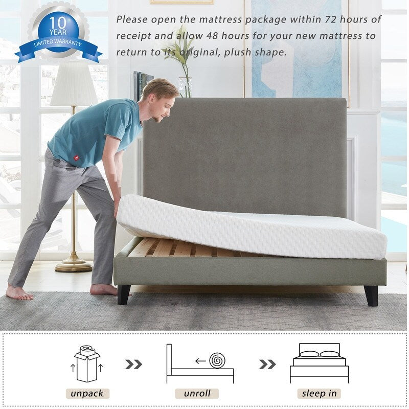 Matelas en mousse à mémoire de forme avec gel de 10 pouces