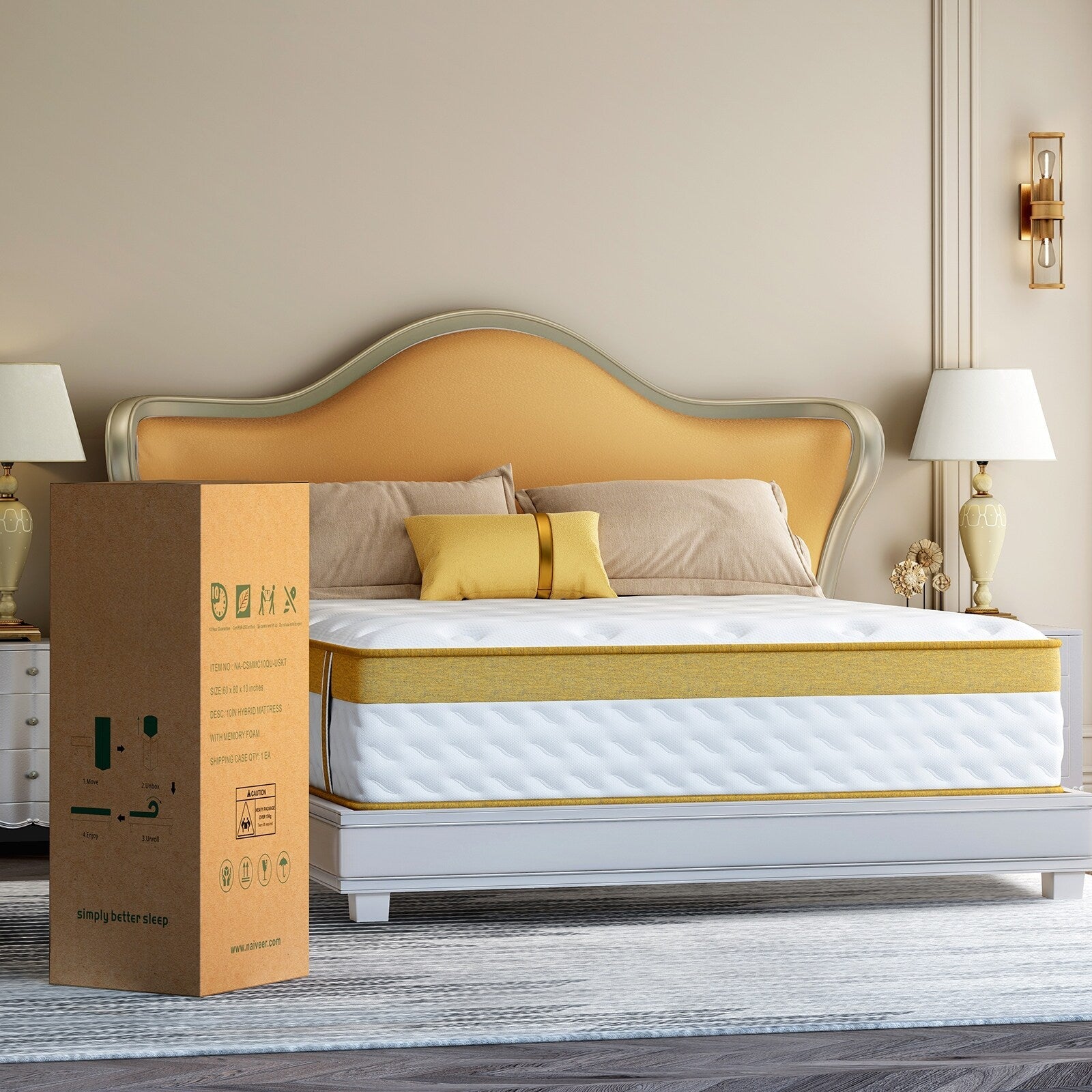 Matelas hybride en mousse à mémoire de forme infusée de gel, ferme et moyennement ferme, de 10 po, rafraîchissant et respirant, certifié CertiPUR-US et OEKO-TEX