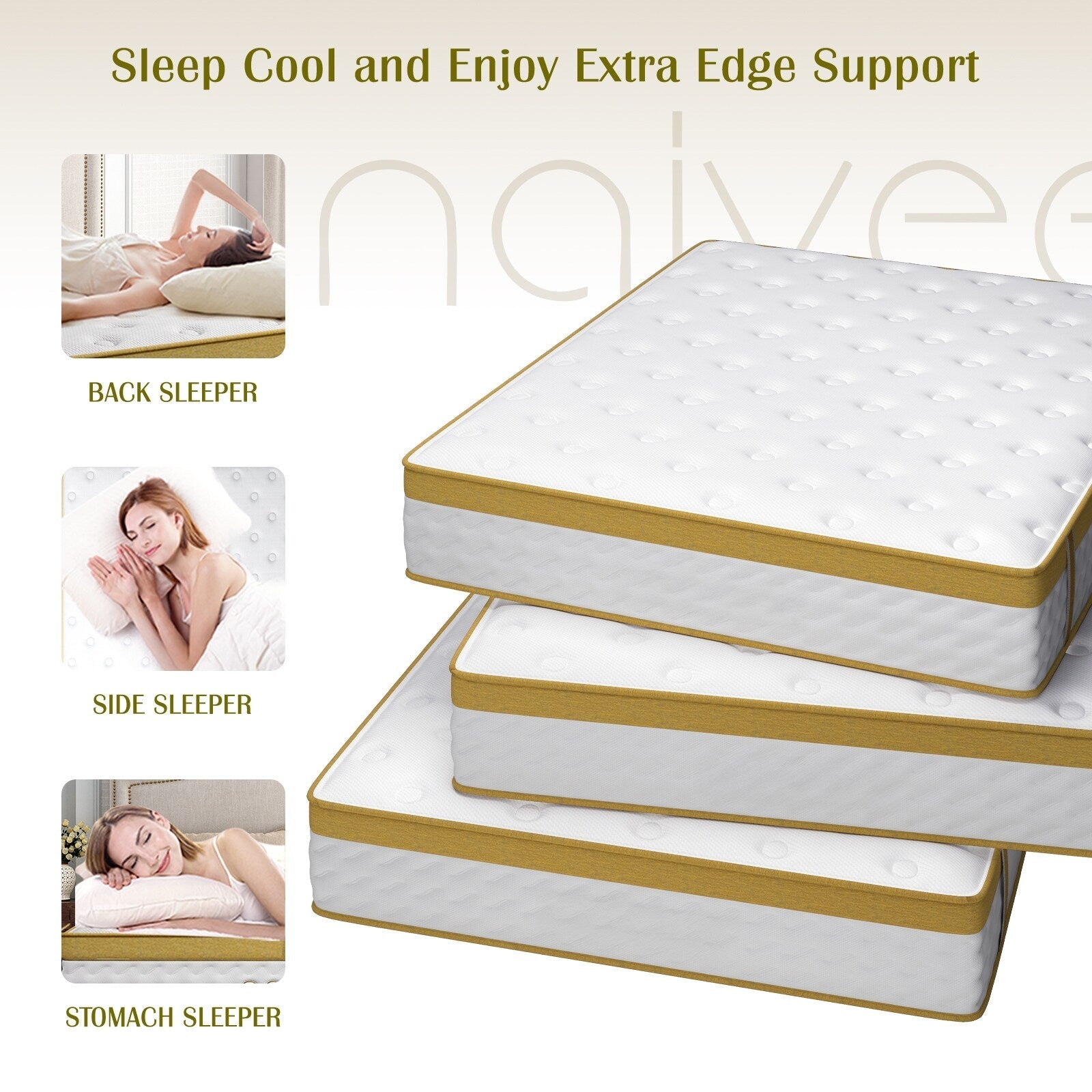 Matelas hybride en mousse à mémoire de forme infusée de gel, ferme et moyennement ferme, de 10 po, rafraîchissant et respirant, certifié CertiPUR-US et OEKO-TEX