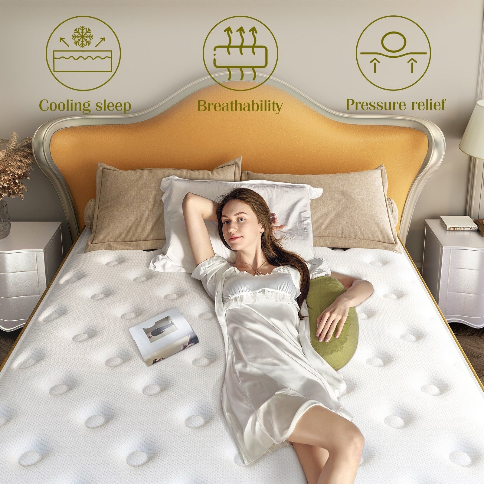 Matelas hybride en mousse à mémoire de forme infusée de gel, ferme et moyennement ferme, de 10 po, rafraîchissant et respirant, certifié CertiPUR-US et OEKO-TEX