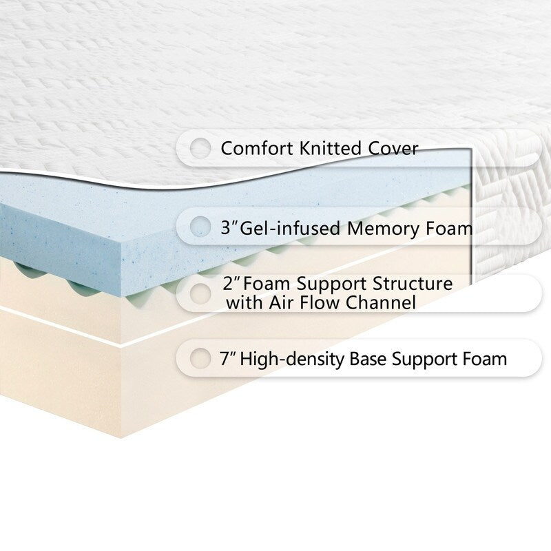 Matelas en mousse à mémoire de forme mi-ferme COOL de 12 pouces avec 2 oreillers Queen