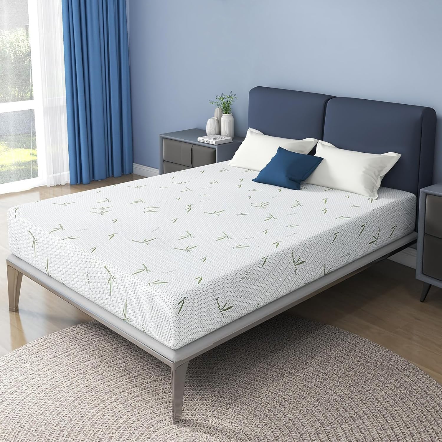 Matelas en mousse à mémoire de forme de 10 pouces en gel dans une boîte, soulageant la pression moyenne et isolant les mouvements