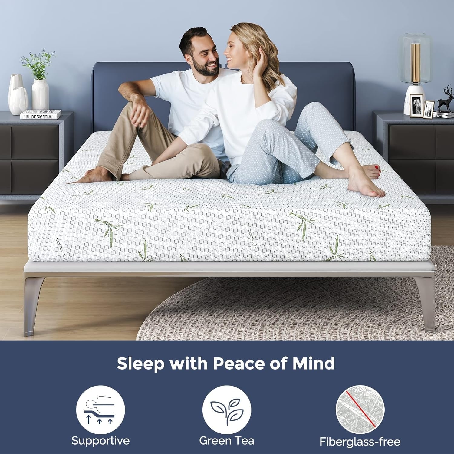 Matelas en mousse à mémoire de forme de 10 pouces en gel dans une boîte, soulageant la pression moyenne et isolant les mouvements