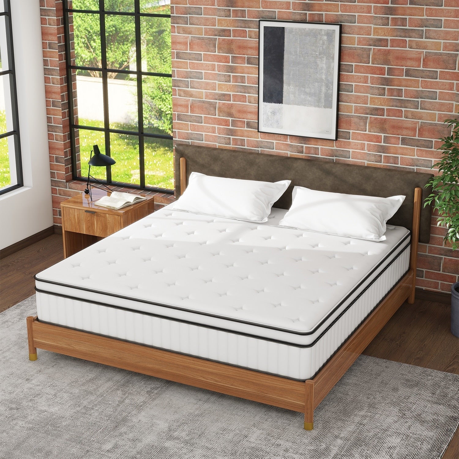 Matelas hybride en mousse et ressorts de 12 pouces, fermeté moyenne, soutien durable, lit dans une boîte