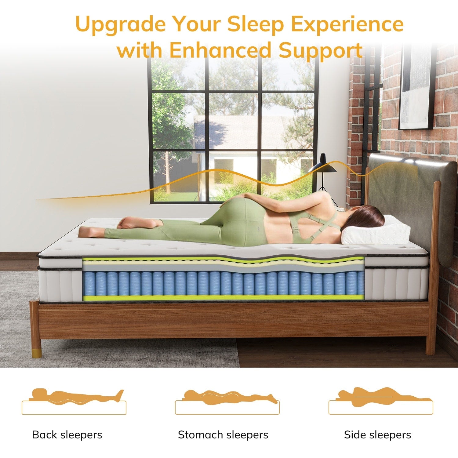Matelas hybride en mousse et ressorts de 12 pouces, fermeté moyenne, soutien durable, lit dans une boîte