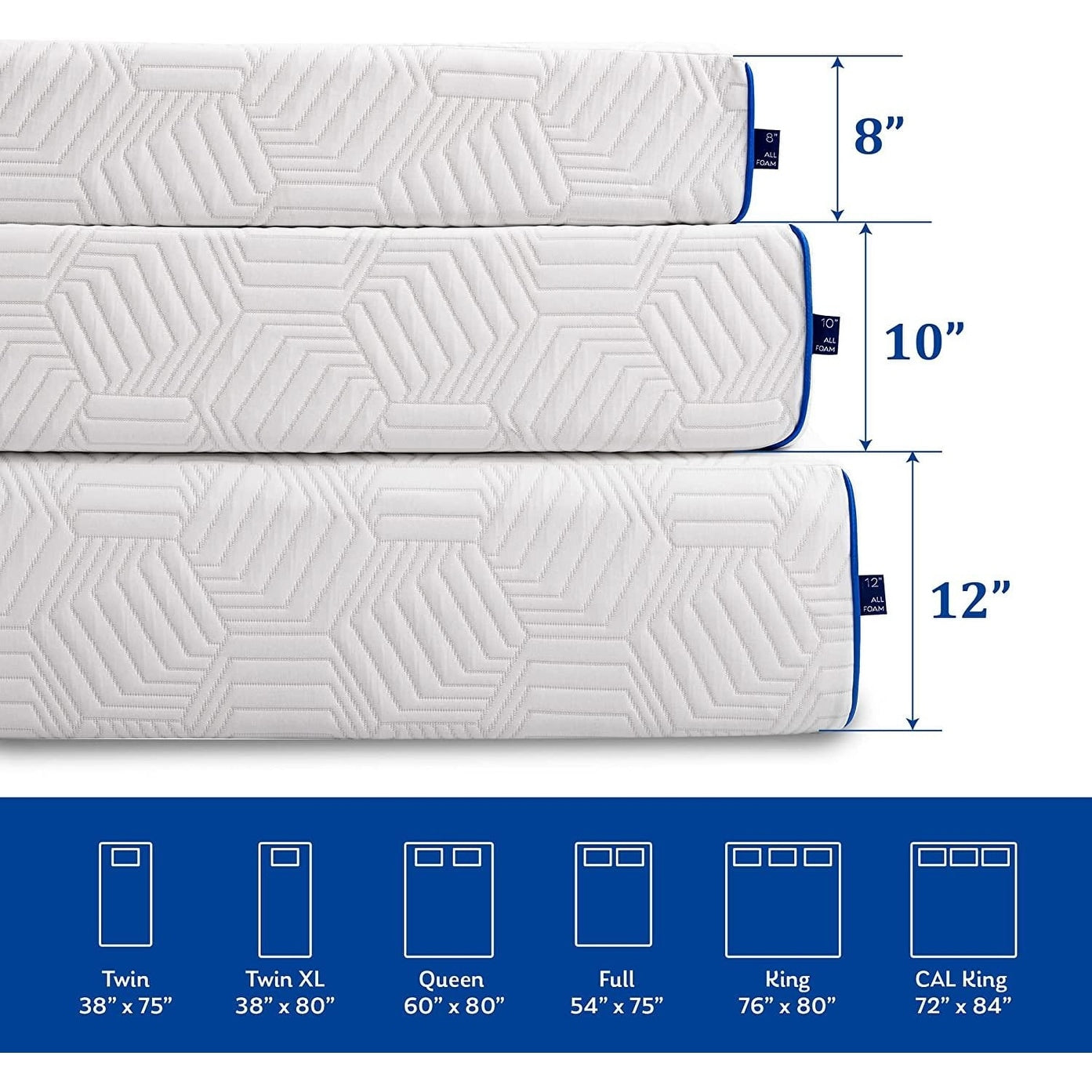 Matelas hybride en mousse et ressorts de 12 pouces, fermeté moyenne, soutien durable, lit dans une boîte