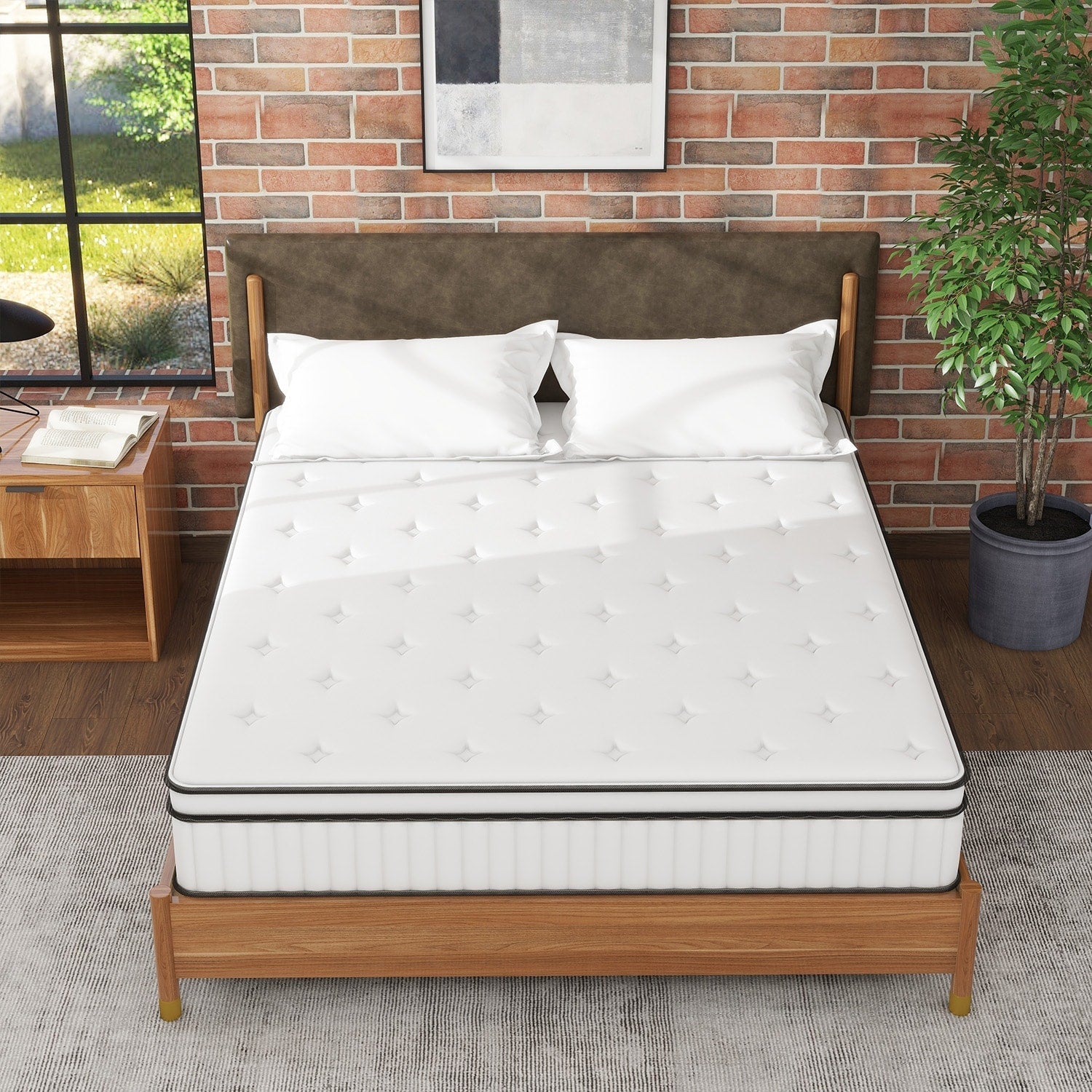 Matelas hybride en mousse et ressorts de 12 pouces, fermeté moyenne, soutien durable, lit dans une boîte