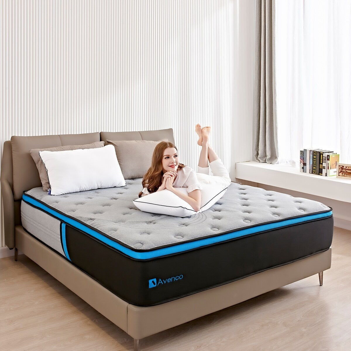 Matelas hybride de 10 pouces à ressorts et mousse à mémoire de forme en gel dans une boîte