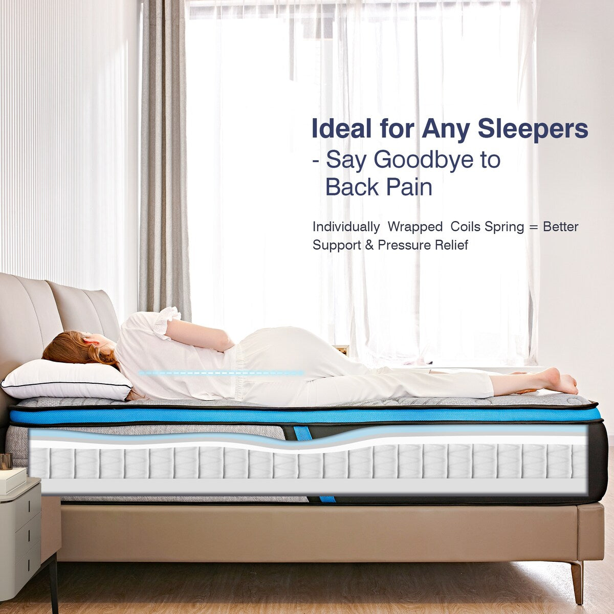 Matelas hybride de 10 pouces à ressorts et mousse à mémoire de forme en gel dans une boîte