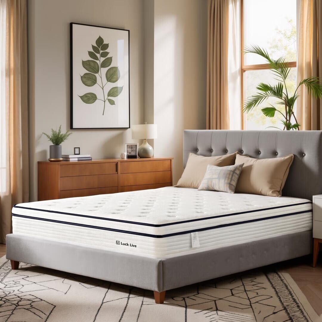 Matelas à ressorts indépendants ensachés en mousse à mémoire de forme de 10 pouces de taille moyenne, livré dans une boîte