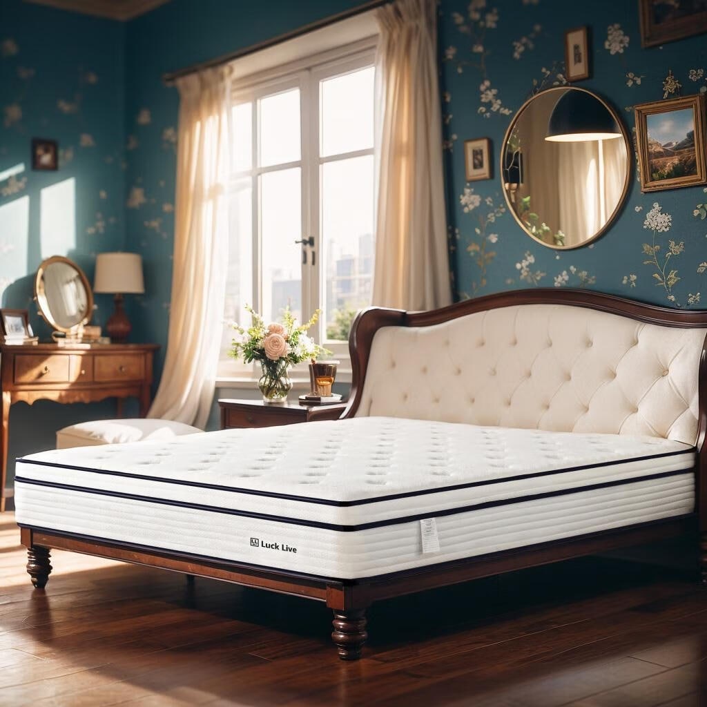 Matelas à ressorts indépendants ensachés en mousse à mémoire de forme de 10 pouces de taille moyenne, livré dans une boîte