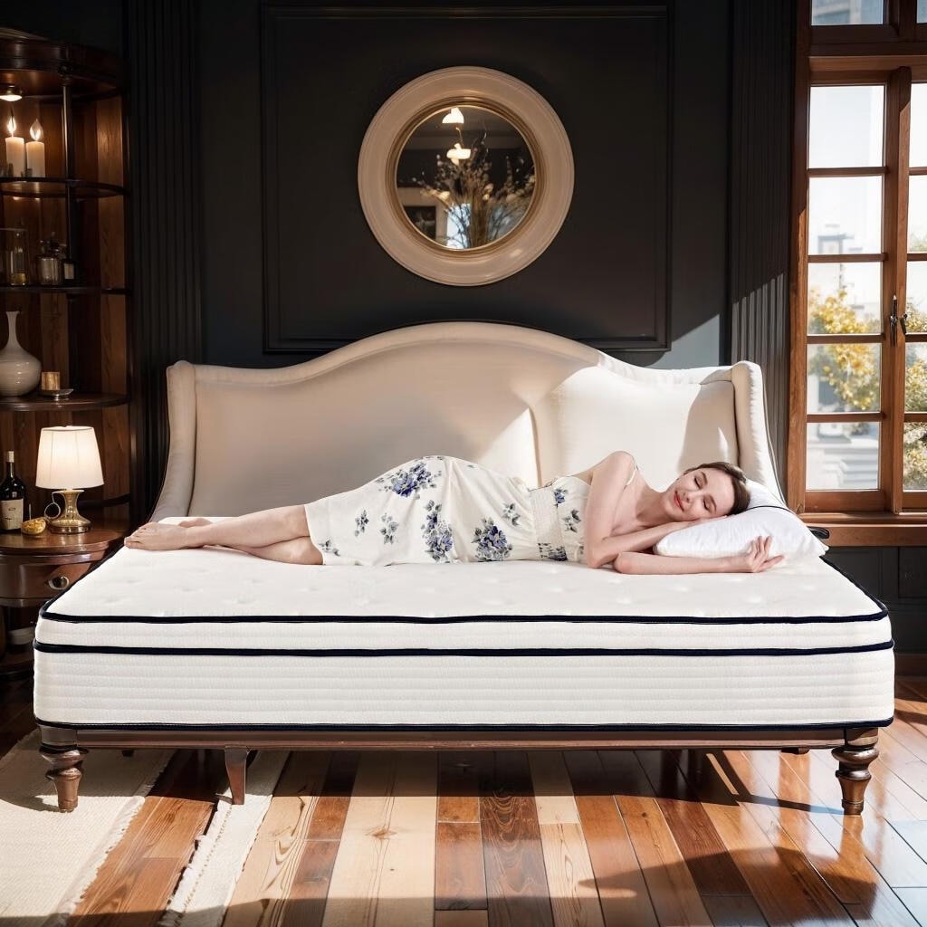 Matelas à ressorts indépendants ensachés en mousse à mémoire de forme de 10 pouces de taille moyenne, livré dans une boîte