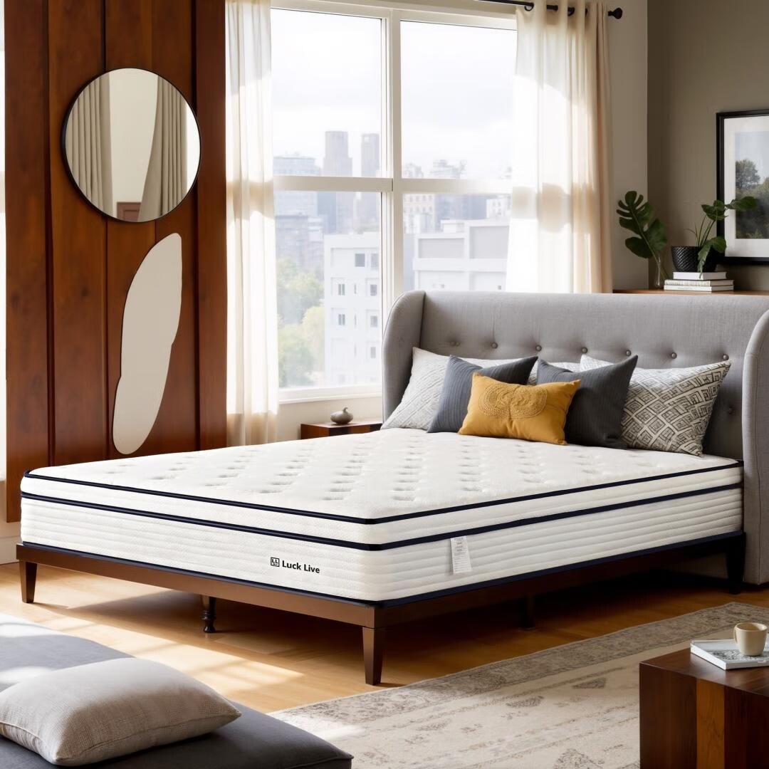 Matelas à ressorts indépendants ensachés en mousse à mémoire de forme de 10 pouces de taille moyenne, livré dans une boîte