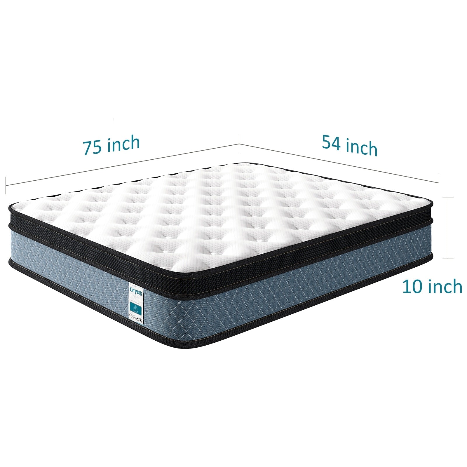 Matelas en mousse à mémoire de forme de 10 pouces et ressorts ensachés - Blanc