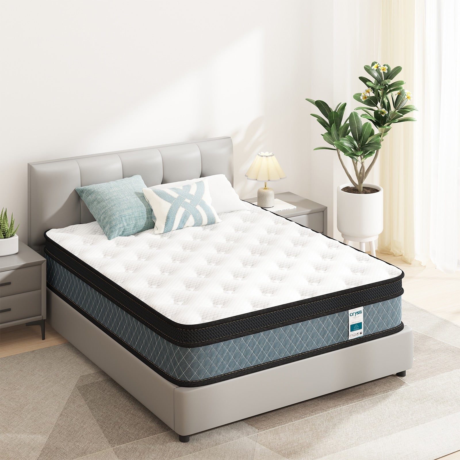 Matelas en mousse à mémoire de forme de 10 pouces et ressorts ensachés - Blanc