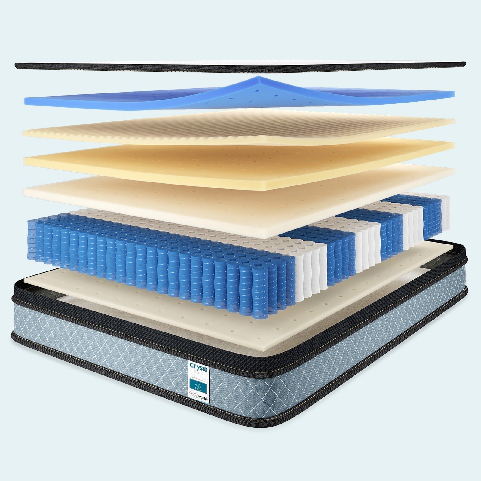Matelas en mousse à mémoire de forme de 10 pouces et ressorts ensachés - Blanc