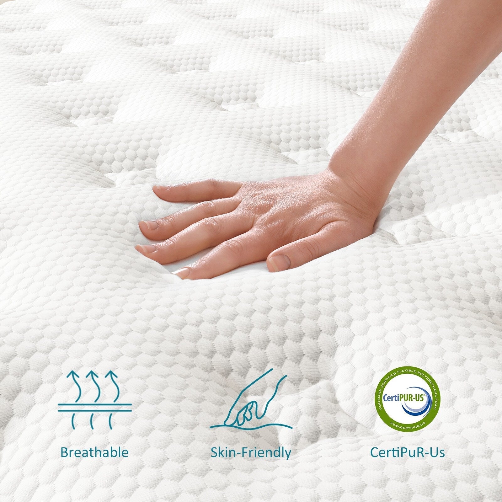Matelas en mousse à mémoire de forme de 10 pouces et ressorts ensachés - Blanc