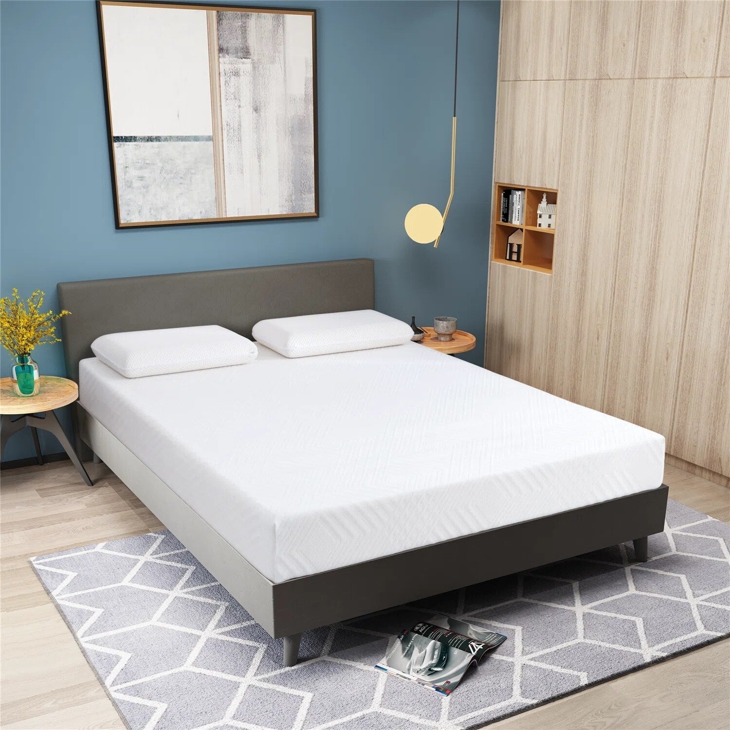 Matelas en mousse à mémoire de forme de 12 pouces, gel rafraîchissant au thé vert, lit dans une boîte, certifié CertiPUR-US