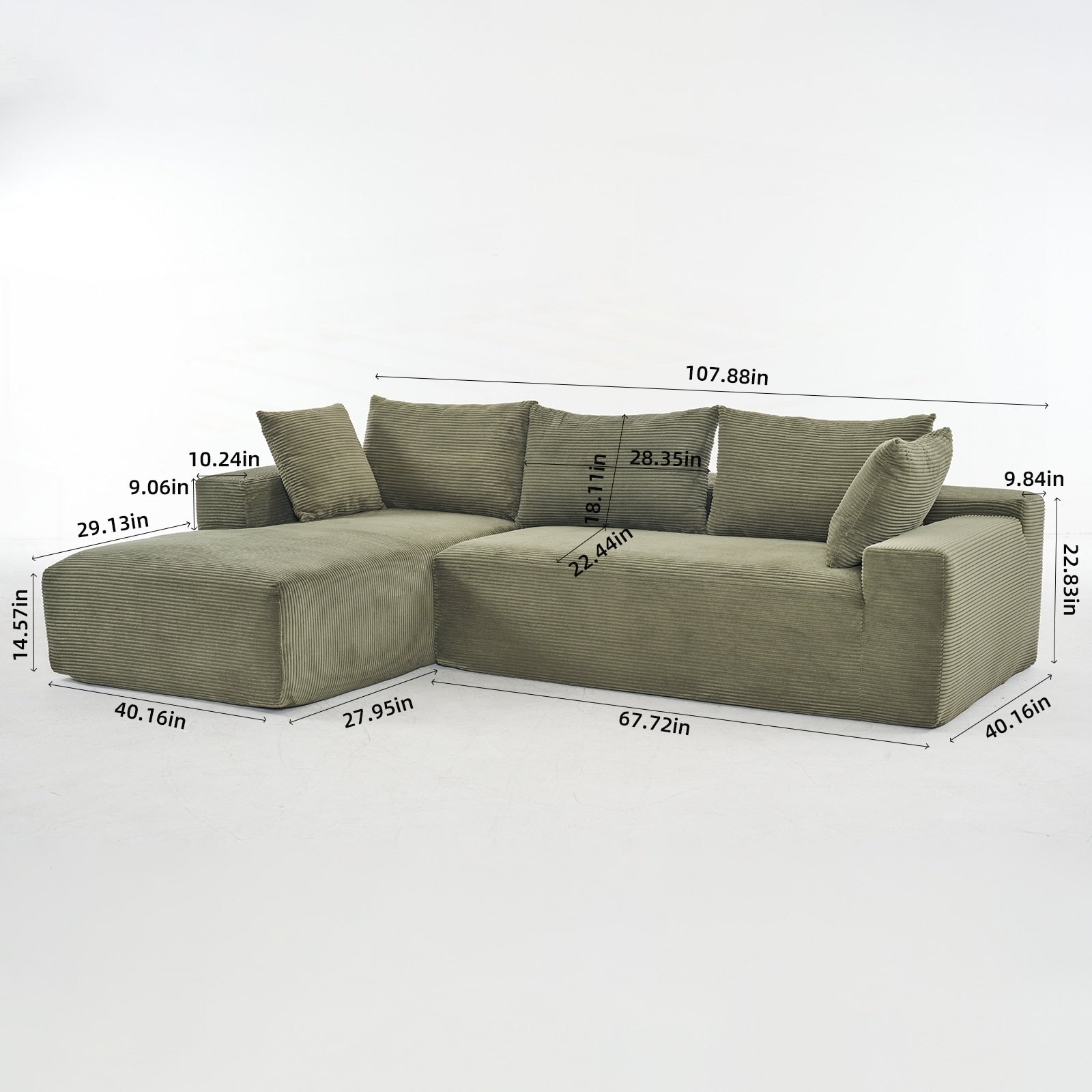 Canapé modulaire extra-profond 108X68 pouces