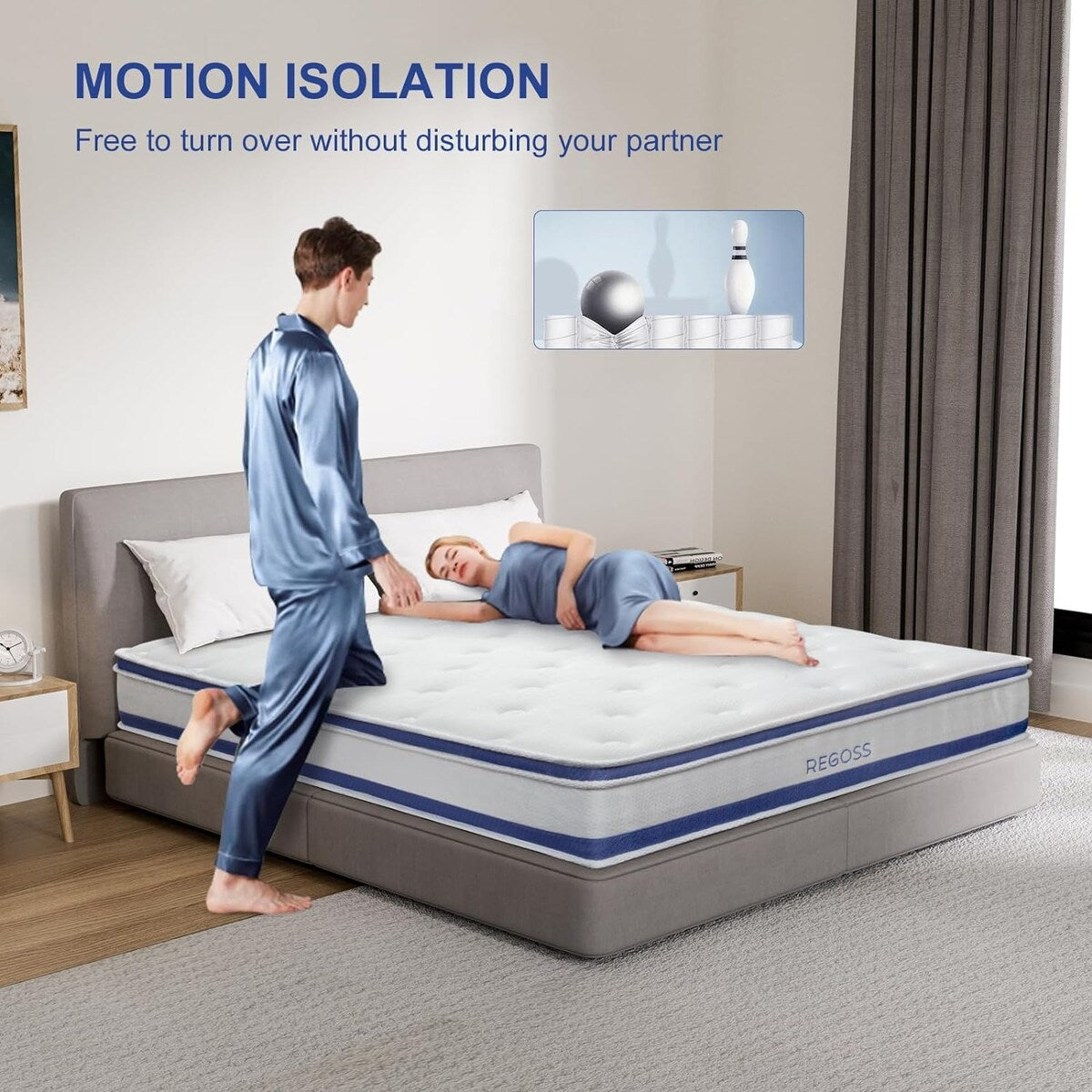 Matelas hybride en mousse à ressorts de 10 pouces, matelas double grandeur, dans une boîte