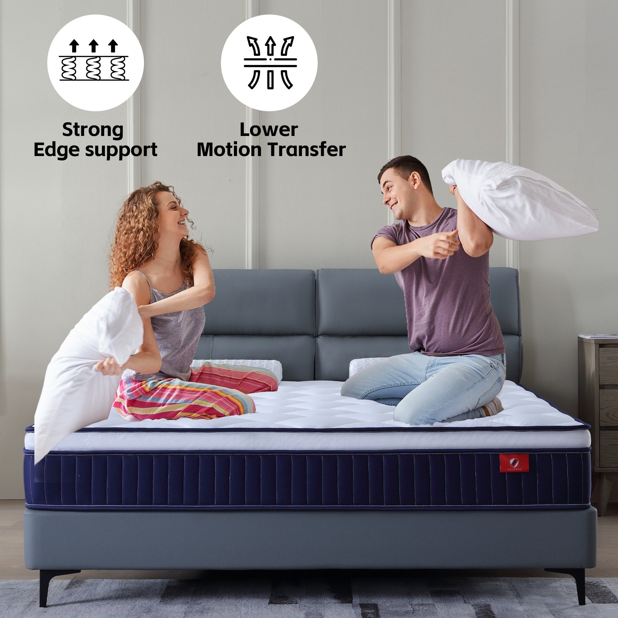 Matelas hybride à ressorts ensachés en mousse à mémoire de forme 10/12 pouces, livré dans une boîte avec mousse à mémoire de forme certifiée Certipur-US