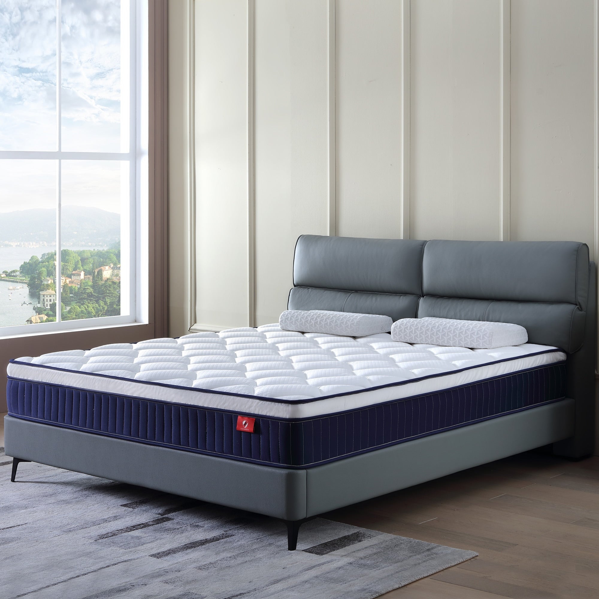 Matelas hybride à ressorts ensachés en mousse à mémoire de forme 10/12 pouces, livré dans une boîte avec mousse à mémoire de forme certifiée Certipur-US