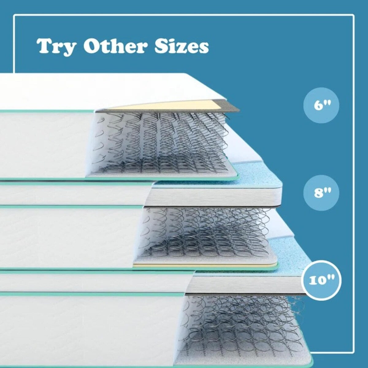 Matelas hybride à ressorts ensachés en mousse à mémoire de forme Cool Gel de 10 pouces par BRN